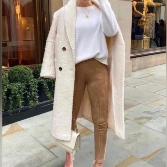 Zara Tan Faux Suede Pants size L - Picture 1 of 11
